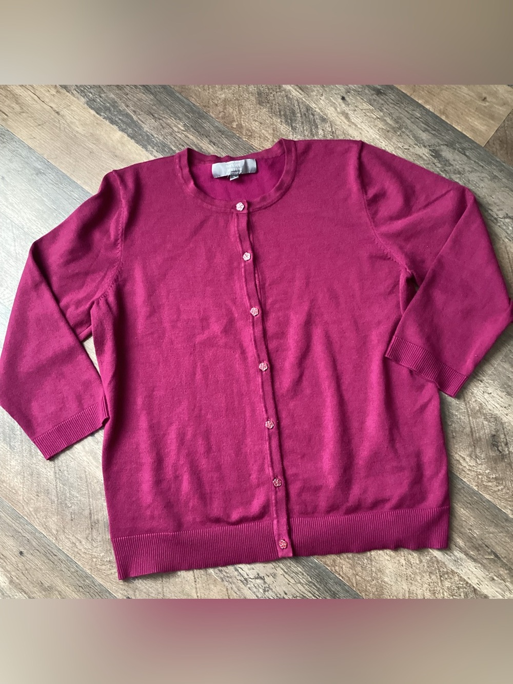 Berkley Jensen Fuchsia Crewneck Cardigan Sweater